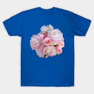 Pink Peony Flowers and Roses Photo Cutout T-Shirt